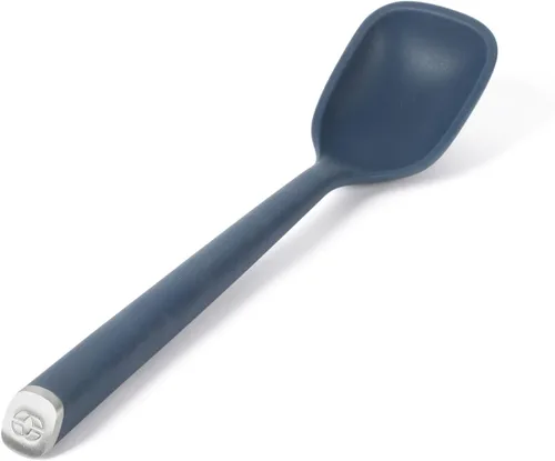 Vista 9 de Calphalon Edge - Cuchara ranurada de silicona, flexible, resistente al calor, para cocinar, freír, desnatar, drenar y servir, color gris pardo