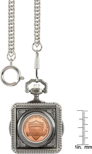 Vista 4 de American Coin Treasures Lincoln Union Shield Penny Reloj de Bolsillo - Plata, Moderno