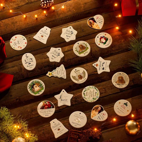 Vista 4 de Bemaystar Adorno conmemorativo personalizado para perro, adornos de Navidad personalizados para perros, regalos conmemorativos para perros, adorno