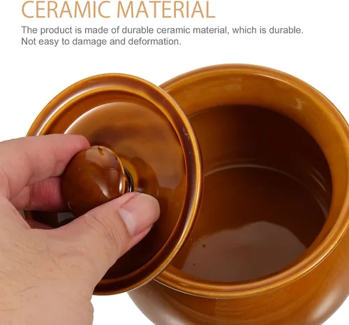 Vista 5 de Happyyami Olla de cocción lenta pequeña de cerámica con tapa, olla de loza china, cacerola china de cocotte, utensilios de cocina asiáticos