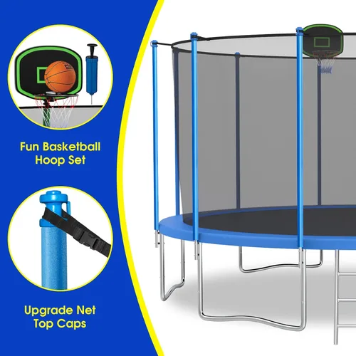 Vista 6 de SKYUP Tranpoline - Tranpoline de 1500 libras 16 15 14 12 10 8 pies Tranpoline para 9-10 niños y adultos, tranpolina al aire libre resistente al