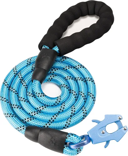 Vista 7 de GEIT Correa para perro de 2/4/5/6 pies, correas de cuerda resistentes, correa de nailon reflectante para mascotas con clip táctico de rana