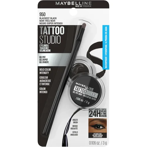 Vista 2 de Maybelline New York Eye Studio Lasting Drama Gel Eyeliner, 0,106 onza, El negro más negro 950