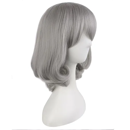Vista 2 de MapofBeauty Pelucas de cosplay de disfraz de anime de pelo recto corto (plata)