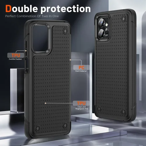 Vista 4 de Jeylly Funda para Motorola G Power 5G (2023) con 2PCS protectores de pantalla de vidrio, protección resistente de plástico duro+parachoques
