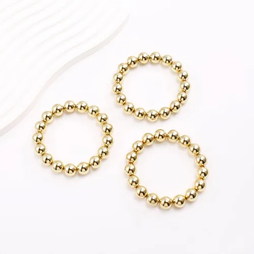 Vista 6 de Brazalete de oro para mujer, grueso, curvado, apilable, chapado en abalorios, pulseras elásticas