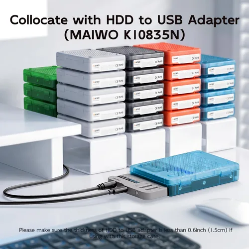 Vista 4 de MAIWO Funda de disco duro externo para disco duro SSD de 3.5 pulgadas, funda protectora universal, caja de almacenamiento portátil, bolsa