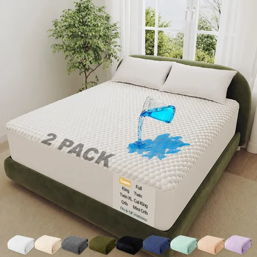 Vista 18 de OhGeni - Protector de colchón 100 % impermeable, almohadilla suave para colchón tamaño individual, resistente al pelo de mascotas y a la enuresis