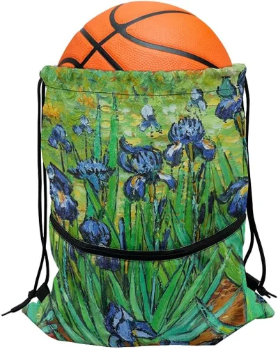 Vista 4 de JooMeryer - Mochila de hombro con cremallera y cordón para adultos, para hombre, para hombre, para gimnasio, yoga, deporte, Iris