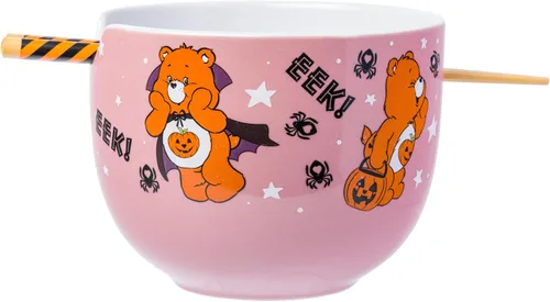 Vista 23 de Silver Buffalo Strawberry Shortcake - Tazón de cerámica vintage para ramen con palillos, apto para microondas, 20 onzas