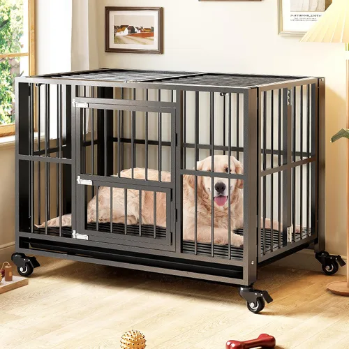 Vista 7 de Jaula para Perros Resistente de BETISEF, Jaula Grande para Perros Indestructible con Prueba de Fuga, Caseta para Perros de Alta Ansiedad