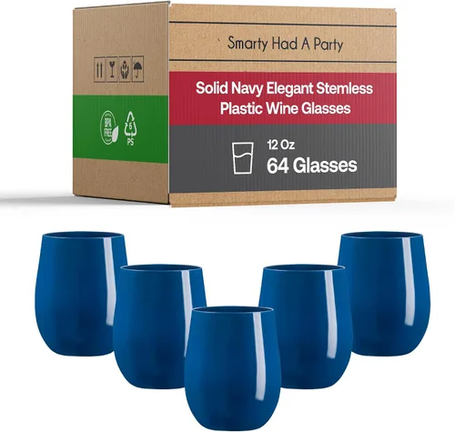 Vista 13 de Smarty Had A Party Copas de vino de plástico sin tallo de 12 onzas, paquete de 64 vasos de vino desechables transparentes para bodas, fiestas