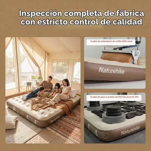 Vista 5 de Naturehike Colchón de aire compacto tamaño king con bomba recargable USB incorporada, colchones inflables, cama de aire hinchable para el hogar