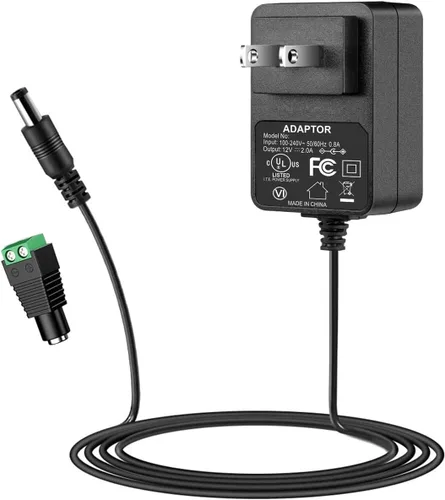Vista 10 de Adaptador de fuente de alimentación de 12 V 1 A, certificación UL, 120 V CA a DC12 V Class2, cable de alimentación con punta de 0.217 x 0.083 in