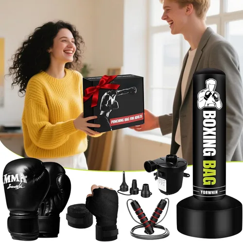 Vista 7 de Freestanding Punching Bag for Adults Teens, 70'' Heavy Boxing Bag with Stand with Gloves, Pump and Jump Rope, Women Men Standing Kickboxing Bag for