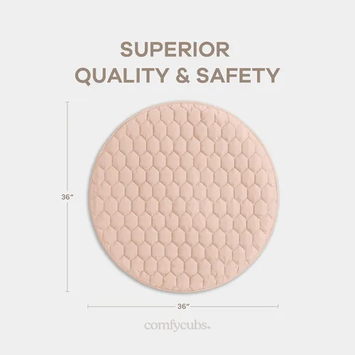 Vista 2 de Comfy Cubs Tapete redondo de juego para niños, tapete pequeño acolchado suave de 36 pulgadas con parte inferior antideslizante, diseño de felpa