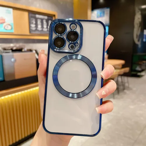 Vista 22 de Funda magnética transparente compatible con iPhone 11, lujosa funda MagSafe transparente a prueba de golpes con protector completo de lente