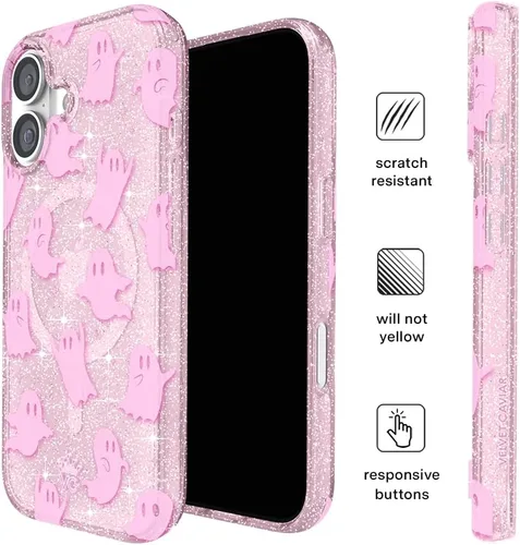 Vista 627 de VELVET CAVIAR Funda para iPhone 15, compatible con MagSafe, probada contra caídas de 10 pies, fundas protectoras de diseño, leopardo color rosa
