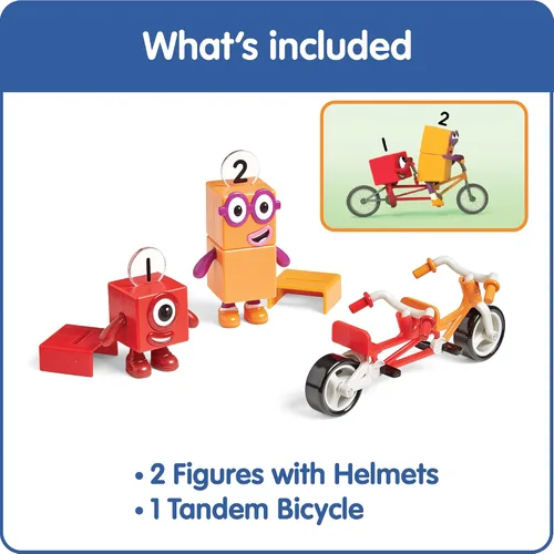Vista 2 de hand2mind Numberblocks One and Two Bike Adventure, juego de figuras de acción de dibujos animados, figuras de juguete, juegos de vehículos