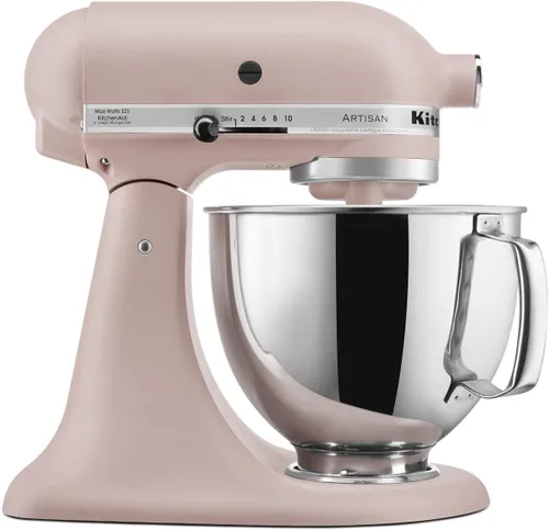 Vista 25 de KitchenAid Artisan Series Batidora de Pie con Cabezal Inclinable de 5 Cuartos con Escudo Vertedor KSM150PS, Crema de Almendra