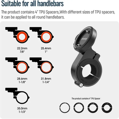 Vista 5 de Soporte de teléfono para bicicleta,Manillar de aluminio hacia fuera soporte