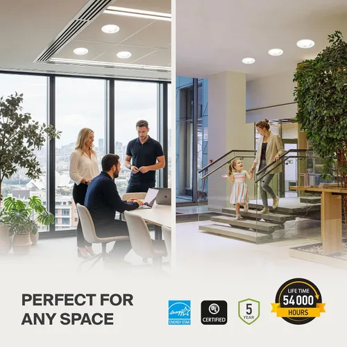 Vista 2 de ASD Downlight LED comercial sin lata de 4 pulgadas, iluminación ajustable de potencia de 7/10/13W, lámpara de techo empotrable redonda regulable, 5