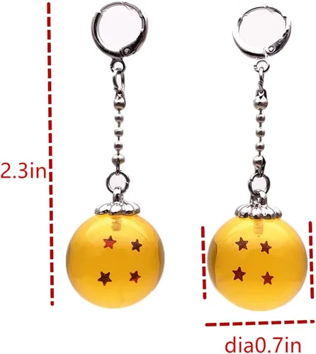 Vista 3 de Maravillosos pendientes de bola de dibujos animados de dibujos animados de dragón boutique de cuatro estrellas regalos para mujer niña, Metal