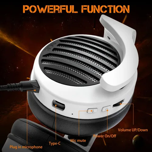 Vista 6 de OCG Auriculares inalámbricos para juegos, auriculares Bluetooth con micrófono, conexión USB de 2.4 GHz para PC, PS5, smartphone, MacBook, portátil