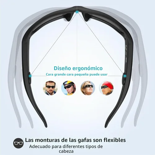Vista 2 de Gafas de seguridad inteligentes Bluetooth para el trabajo, gafas de seguridad de audio con altavoz Bluetooth para hombres y mujeres, micrófono