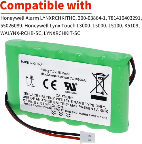 Vista 3 de Batería de repuesto para Honeywell Alarm LYNXRCHKITHC, 300-03864-1, 781410403291, 55026089 Batería recargable para Honeywell Lynx Touch L3000