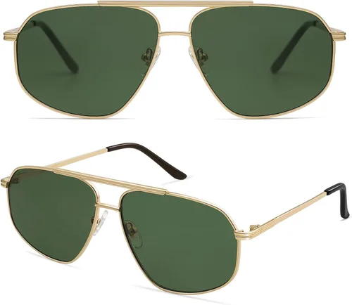 Vista 2 de SOJOS Gafas de sol clásicas estilo aviador hexagonales retro para mujeres y hombres, gafas de sol vintage de polígono SJ1200