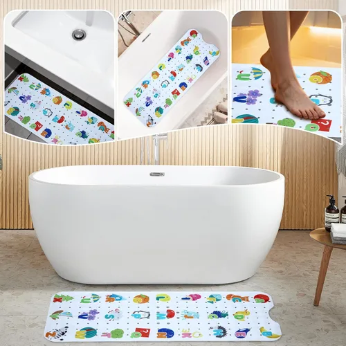 Vista 5 de Tapete de Baño para Bebé para Bañera Antideslizante para Niños, Tapete de Bañera Extra Largo de 40X16 Pulgadas, Tapete de Baño y Ducha para Niños