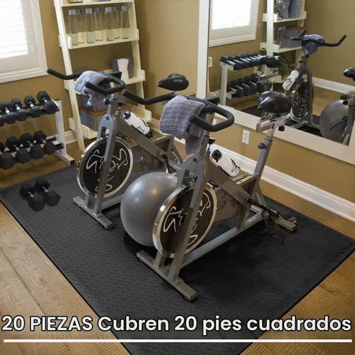 Vista 2 de Walsai Alfombrillas de ejercicio de espuma de rompecabezas, cubierta de tapete de gimnasio de 20 pies cuadrados entrelazados con azulejos de espuma