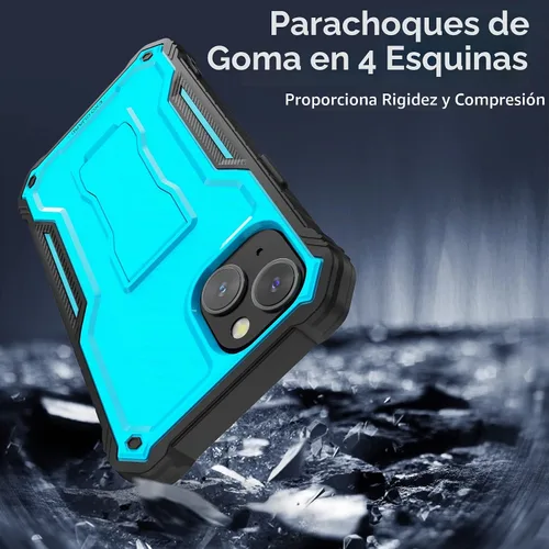 Vista 6 de ExoGuard Funda para iPhone 14, funda de goma a prueba de golpes de cuerpo completo viene con un protector de pantalla de vidrio templado y soporte