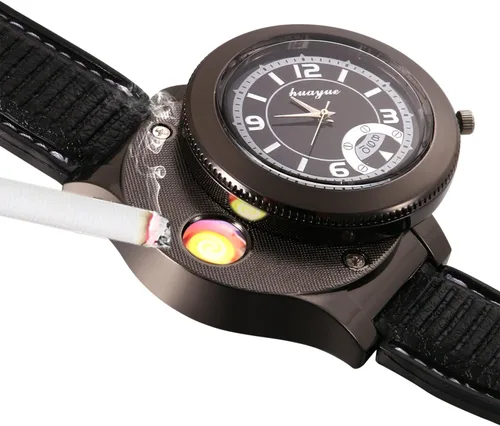 Vista 6 de JewelryWe Reloj de pulsera de cuarzo para hombre, con carga USB, resistente al viento, para el día de San Valentín