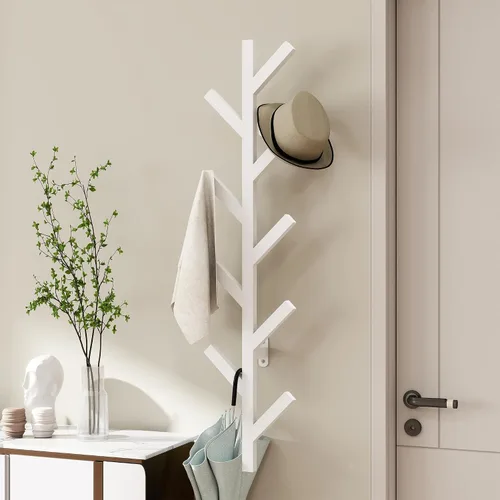 Vista 12 de Vlush Perchero de Metal para Montar en la Pared con 6 Ganchos, Perchero de Ropa Moderno y Minimalista, Perchero Vertical para Colgar Ropa