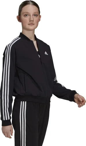 Vista 6 de adidas Chaqueta deportiva tejida de 3 rayas Essentials para mujer Negro-blanco