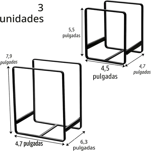 Vista 2 de ZOOFOX Organizador de platos de metal de 3 piezas, organizador de platos para gabinete, organizador de armario de almacenamiento de cocina