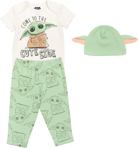 Vista 8 de STAR WARS Mandalorian The Child - Conjunto de 3 piezas para bebé body y pantalones