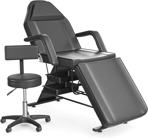 Vista 8 de Silla de tatuaje para clientes, cama de masaje ajustable de 72.4 pulgadas, cama facial para esteticista, multiusos, cómoda, profesional, cama