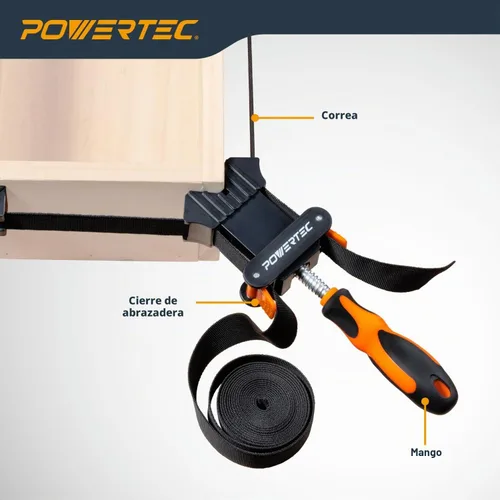 Vista 5 de POWERTEC Abrazaderas de correa para carpintería – Abrazaderas de banda de liberación rápida con mango ergonómico, abrazadera de marco de fotos