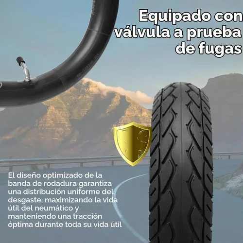 Vista 3 de Juego de neumático y tubo interior para scooter de 12 1/2 x 2 1/4 (12.5x2.25), resistente a espinas de servicio pesado, neumático de rueda delantera