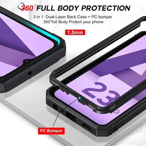 Vista 5 de LeYi Funda compatible con Samsung A23, protección de grado militar Negro