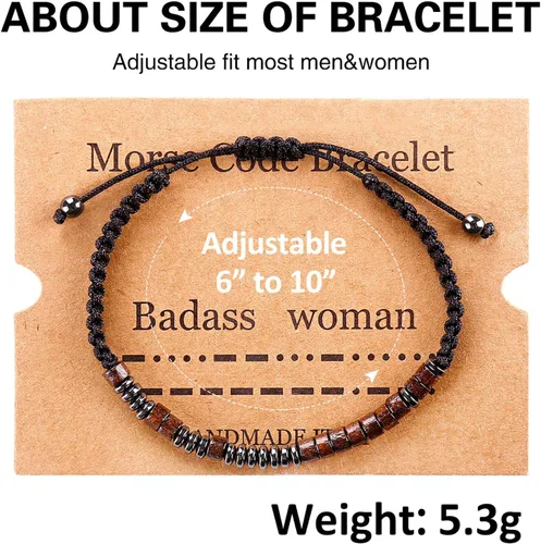 Vista 14 de SUMMER LOVE Morse Code Bracelets for Women Men, Mens Bracelet, Inspirational Bracelets Gifts for Couples Wife Husband Daughter Best Friend