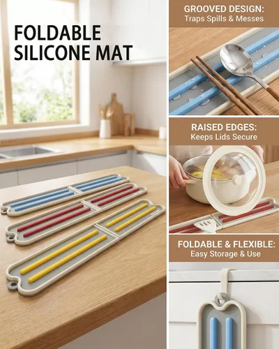 Vista 5 de Alfombrilla de almacenamiento plegable de silicona para encimera