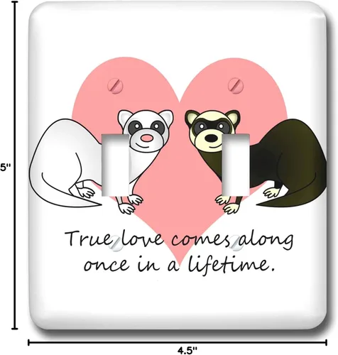 Vista 2 de 3dRose LLC LSP _ _ _ _ _ _ _ _ _ _ 13761 – _ _ _ _ _ _ _ _ _ _ 2 True Love Comes Along una vez en una vida de lindo hurón diseño doble Toggle Switch