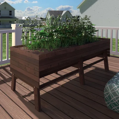 Vista 9 de MUPATER - Cama de jardín elevada de cedro de 6 x 3 x 2 pies para exteriores, cama de jardín elevada con patas, maceta elevada grande de 837 libras
