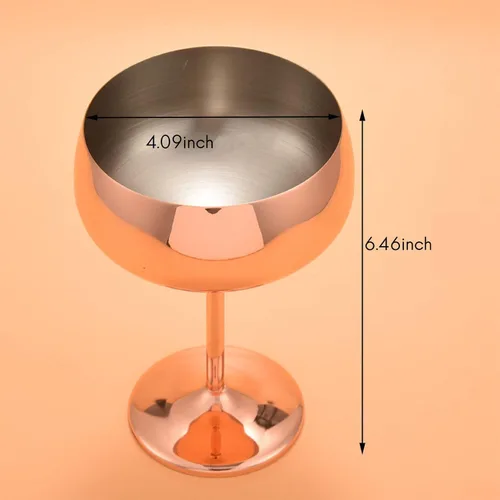 Vista 6 de Copas de champán, vasos de Martini de oro rosa, copas clásicas Coupé con tallo largo, copas de vino para sostener Manhattans, Martinis y Margaritas