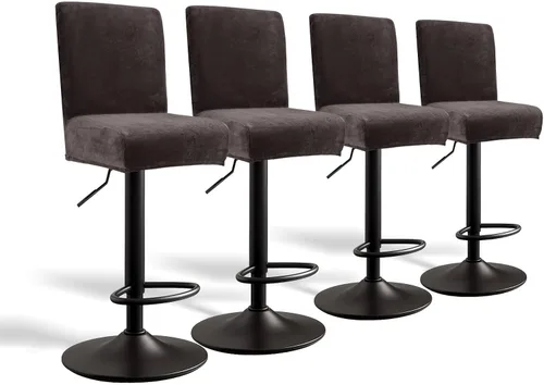 Vista 16 de Juego de 4 fundas de terciopelo para taburetes de bar, fundas elásticas suaves para taburetes de bar con respaldo, lavables, extraíbles, fundas