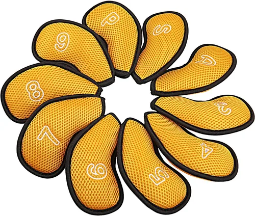Vista 6 de 10 unids/pack nuevo Meshy Golf Iron Covers Set Golf Club Head Cover Fit Most Irons Iron Head Covers, With Numbers, Soft, Thick, Breathable, Fit